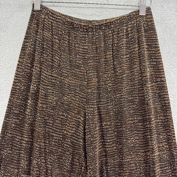 Chicos Travelers Pants 2 L/12 Brown Pullon Elastic Waist Wide Leg High Rise - Picture 3 of 13
